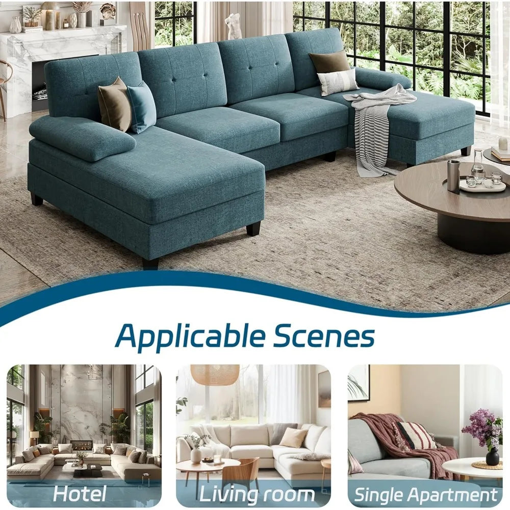 Sectional Sofa Couches For Living Room, 4 Seat