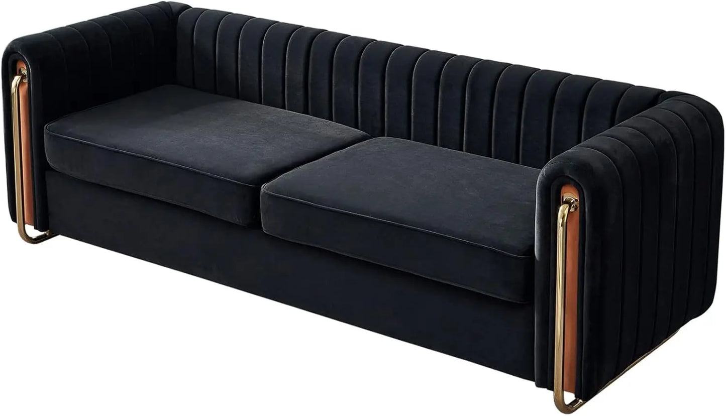 Modern Velvet Sofa For Living Room, 84 Inches