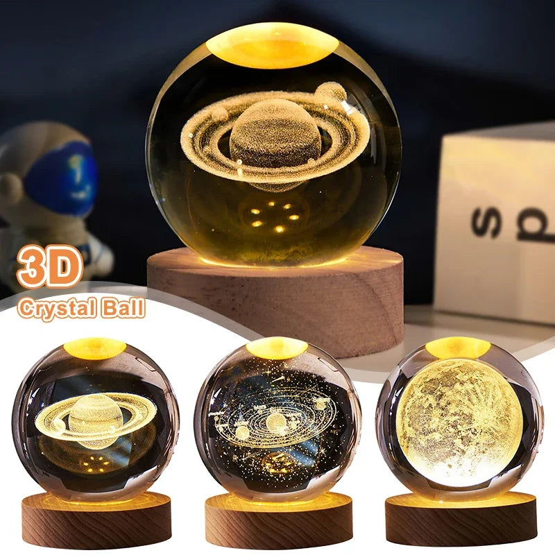 Luminous Crystal Ball LED Night Light Saturn