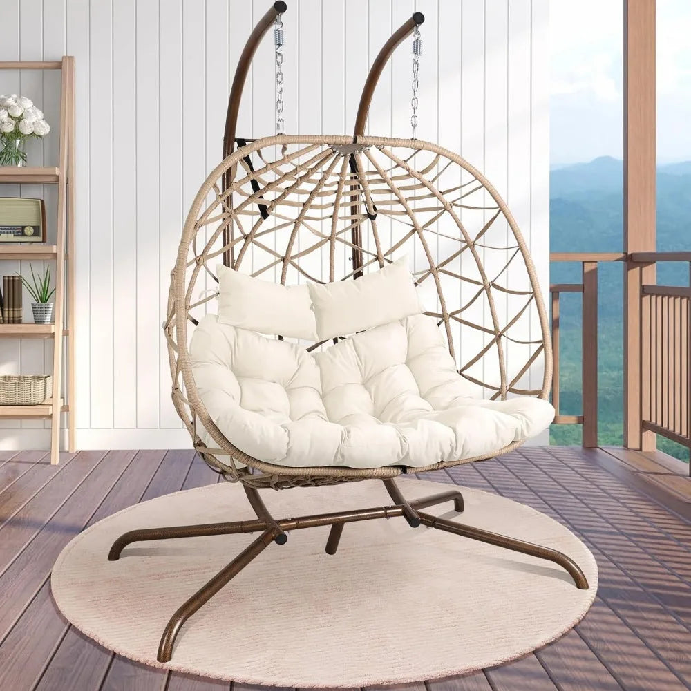 Outdoor Egg Swing Chair With Stand, 2 Person