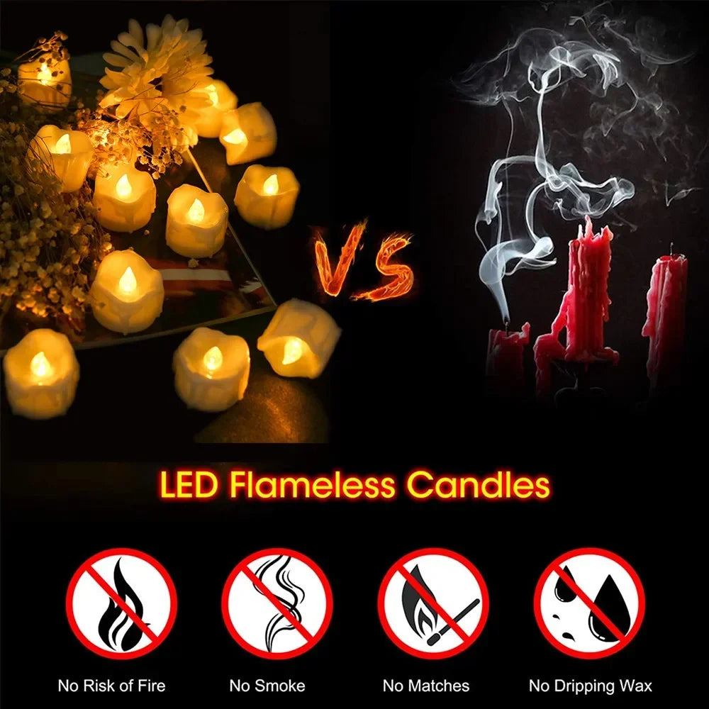 Timer Tea Lights Flameless Flickering Auto Tealights Battery Operated Auto-On 6 Hours and Off 18 Hours LED Candles Lamp