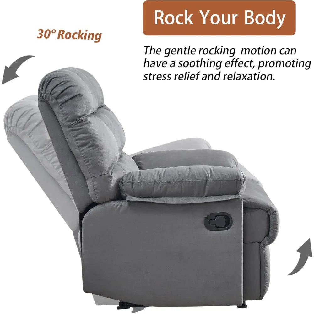 Recliner, Overstuffed Large Manual Rocking Recliners, Upholstered