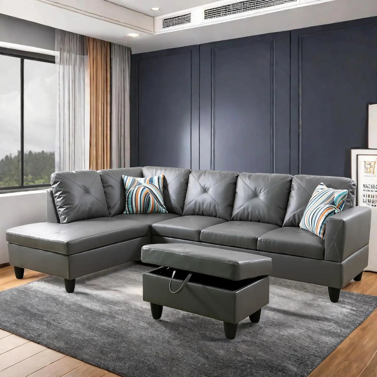 L Shaped Sofa With Ottoman Modern Sectional Couches