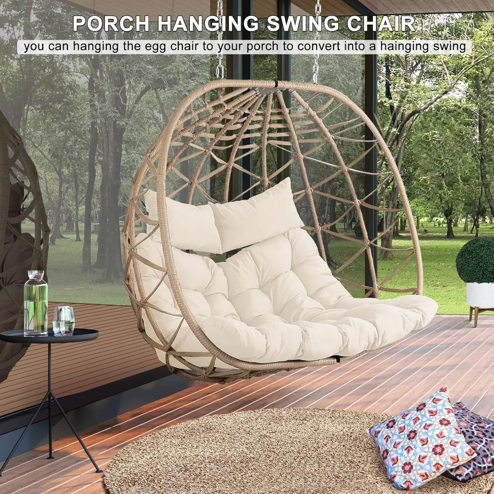 Outdoor Egg Swing Chair With Stand, 2 Person