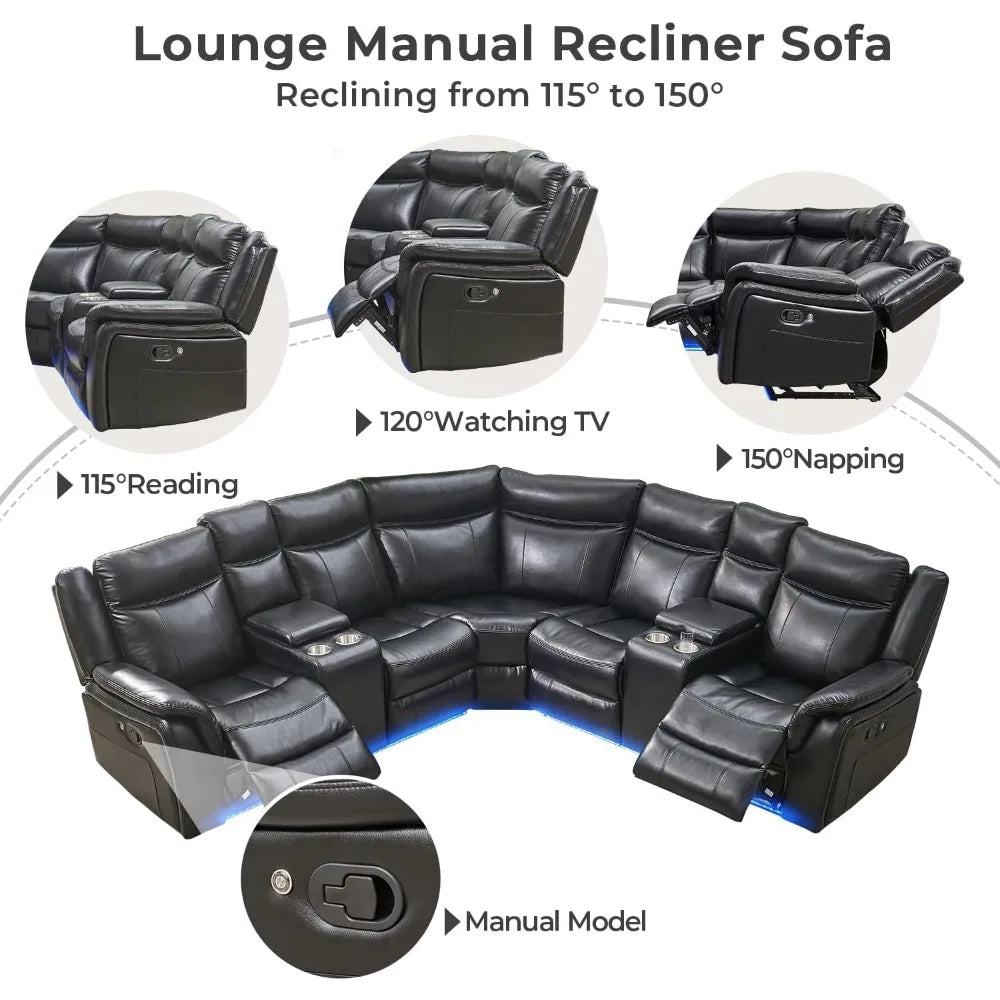 Recliner, Manual Recliner Sofa Sectional Couches With