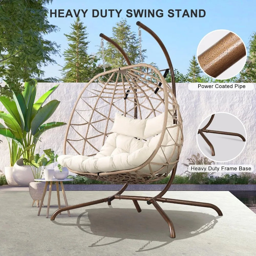 Outdoor Egg Swing Chair With Stand, 2 Person