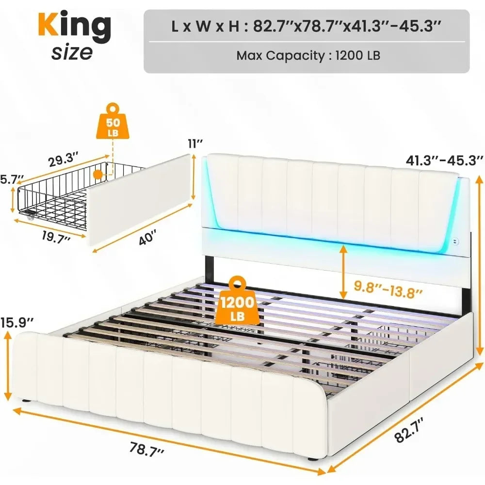 Full Size Bed Frame with Headboard and