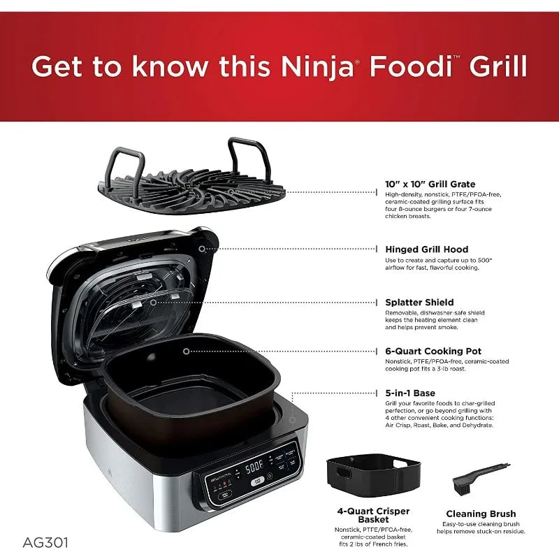 Foodi 5-in-1 Indoor Electric Grill With Air Fry