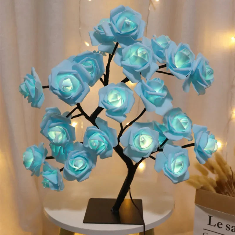 LED Table Lamp Rose Flower Tree Night Lights