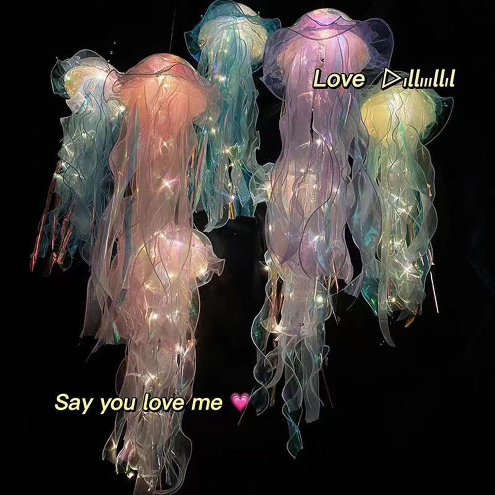 Jellyfish Lamp Portable Flower Lamp Jellyfish Wind Chimes Bedroom Night Light Hanging Lantern Home Decoration Girl Birthday Gift