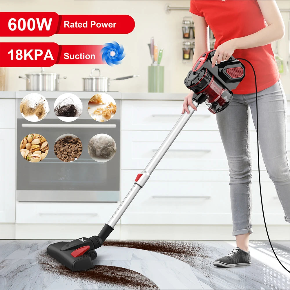 Vacuum Cleaner Corded, Powerful Suction 600W Motor Stick