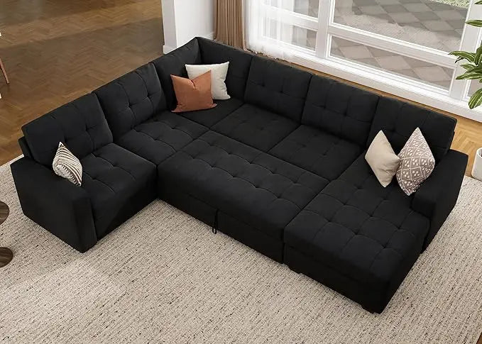 Sleeper Sectional Sofa with Pull Out Bed