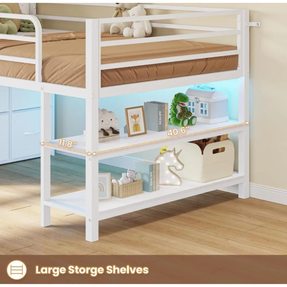 Twin Size Low Loft Bed with Fabric