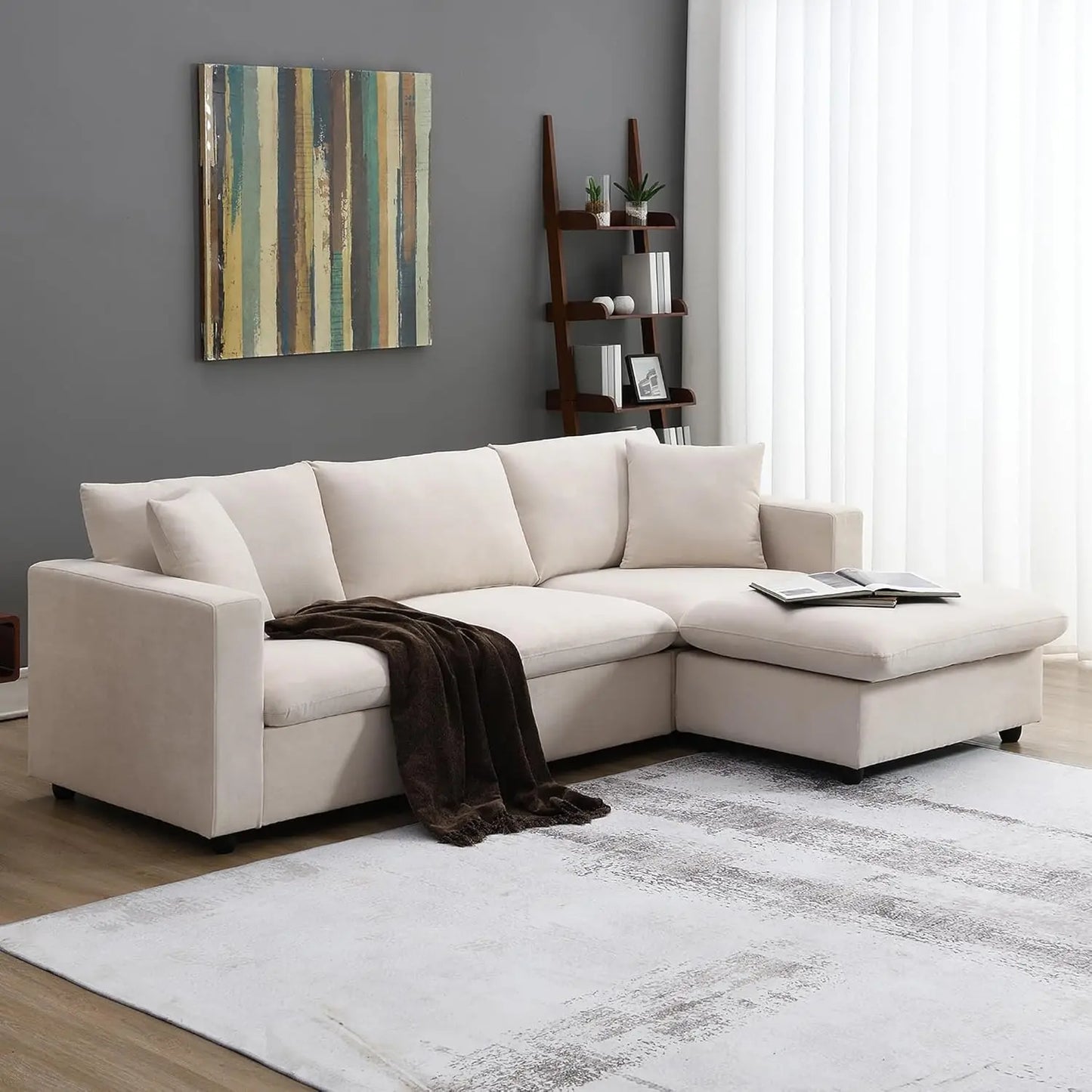 Modern Upholstered Sectional Sofa Couch Set, Modular