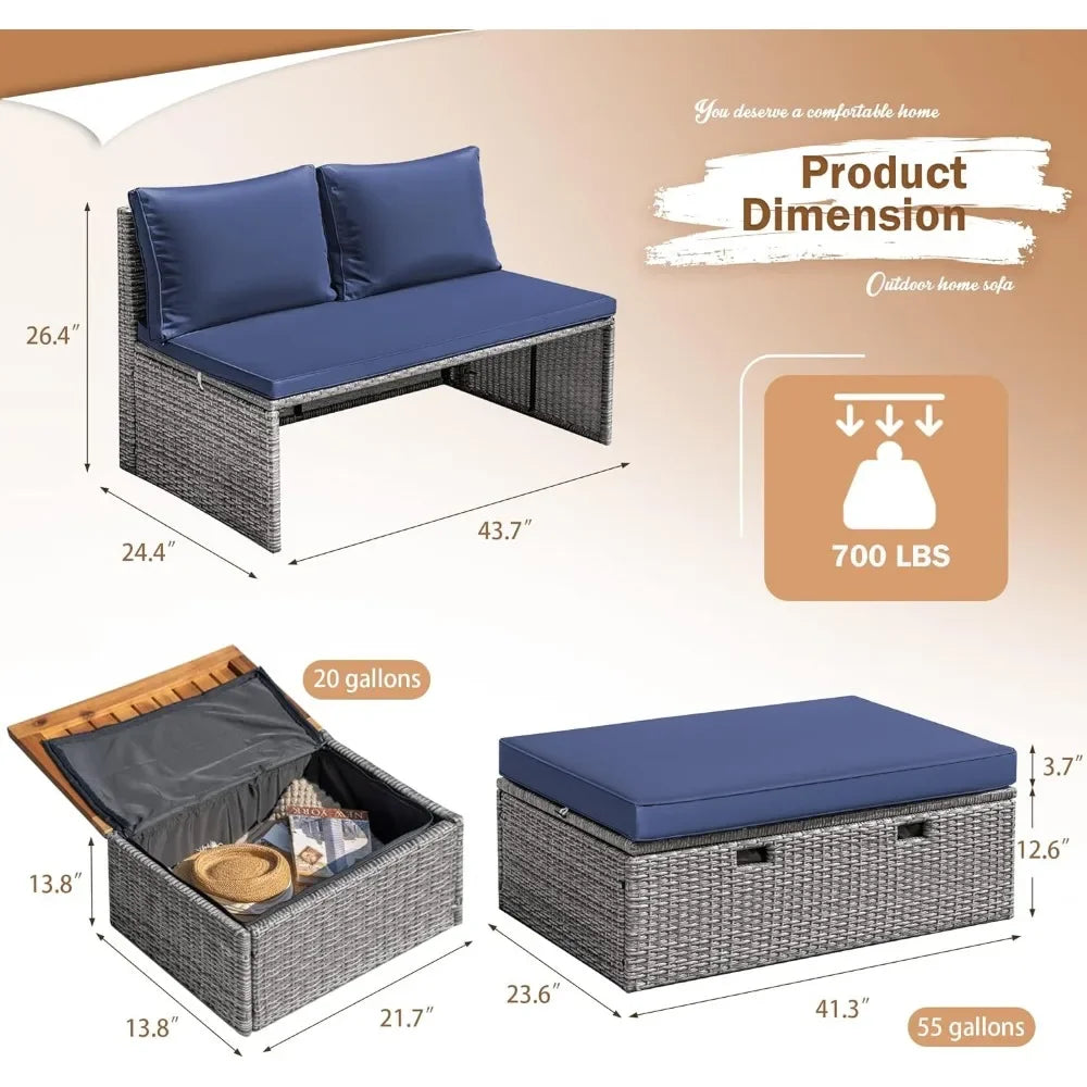 Outdoor Daybed Set Multifunctional Patio Day Bed