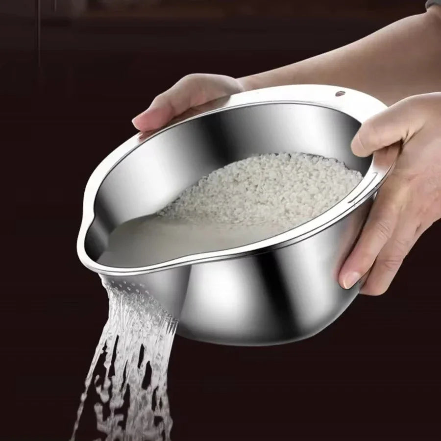 Rice Washer Strainer Bowl Stainless Steel rice