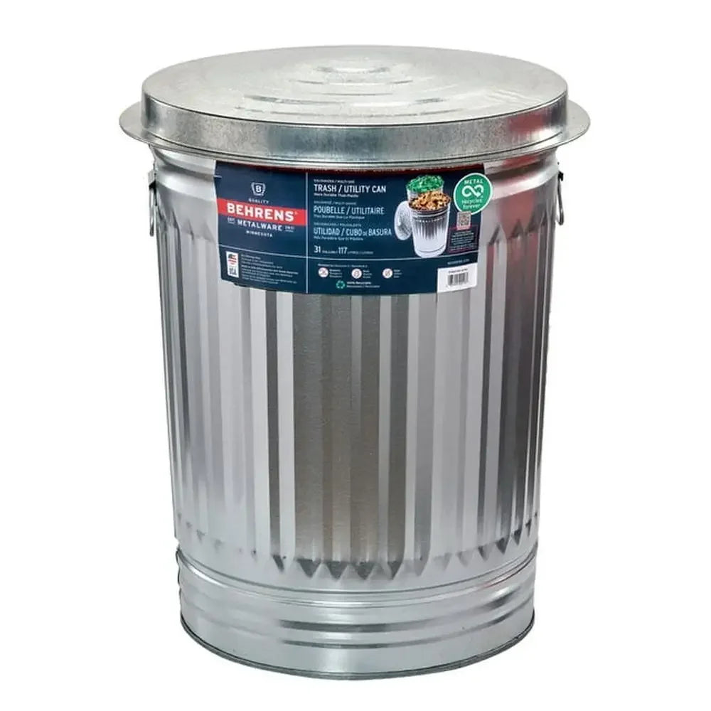 31-Gallon Galvanized Steel Trash Can With Infinity