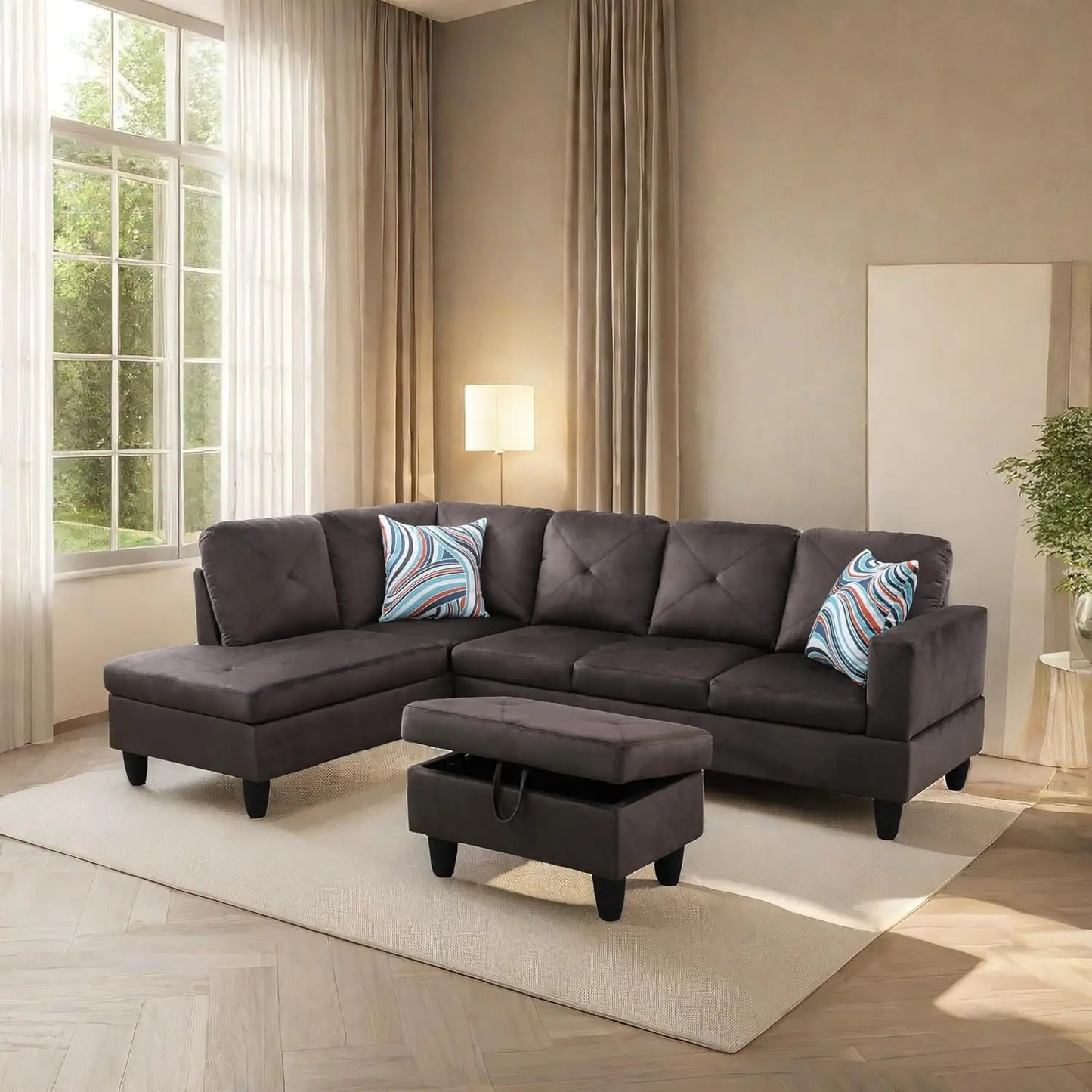 L Shaped Sofa With Ottoman Modern Sectional Couches