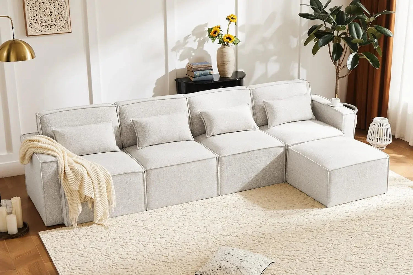 Shaped Modular Couch With Reversible Chaise, Luxury