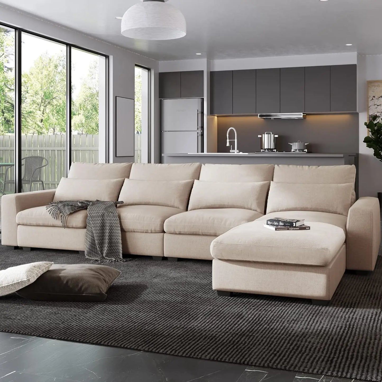 Modern Upholstered Sectional Sofa Couch Set, Modular