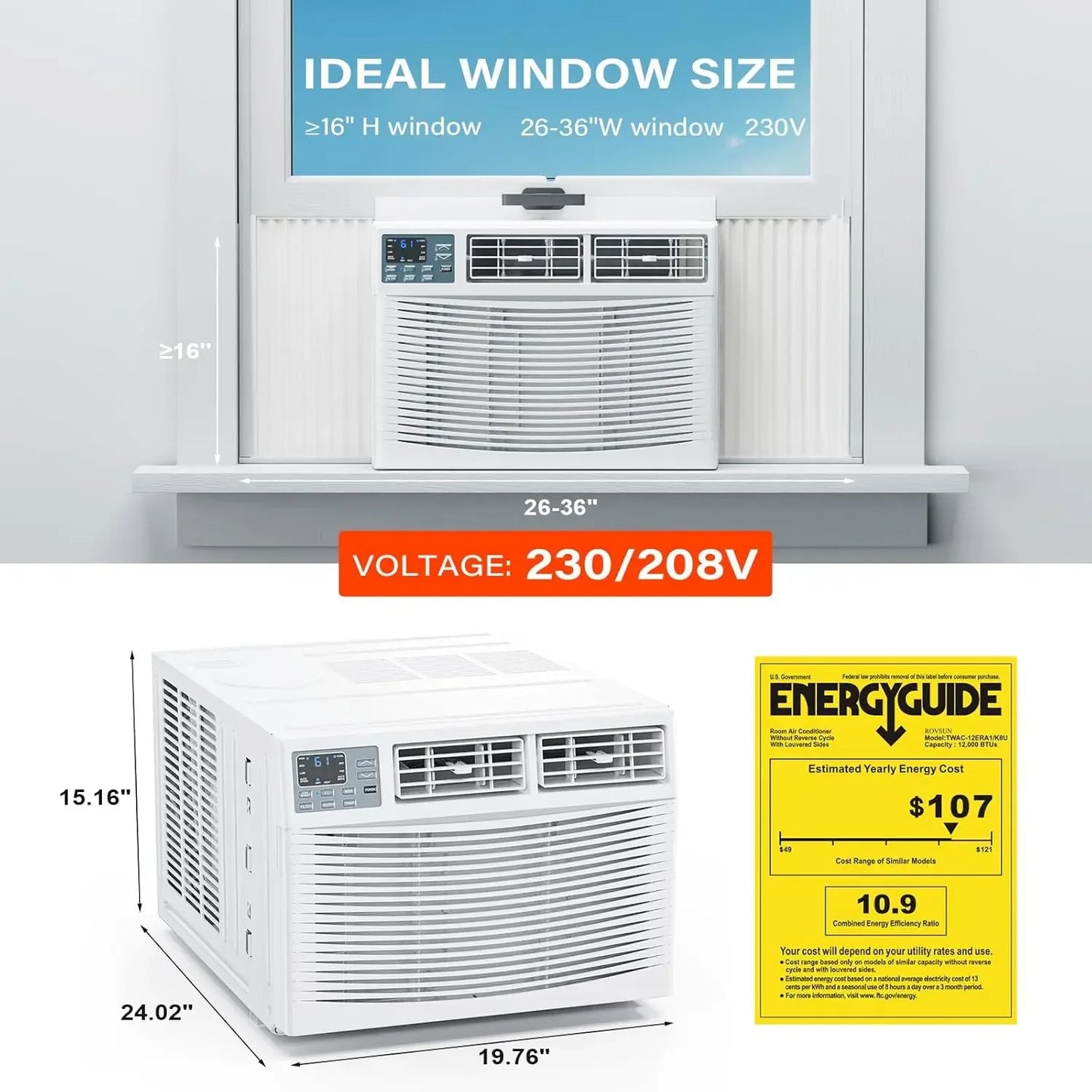 12000-BTU Window Air Conditioner With Heat Window AC