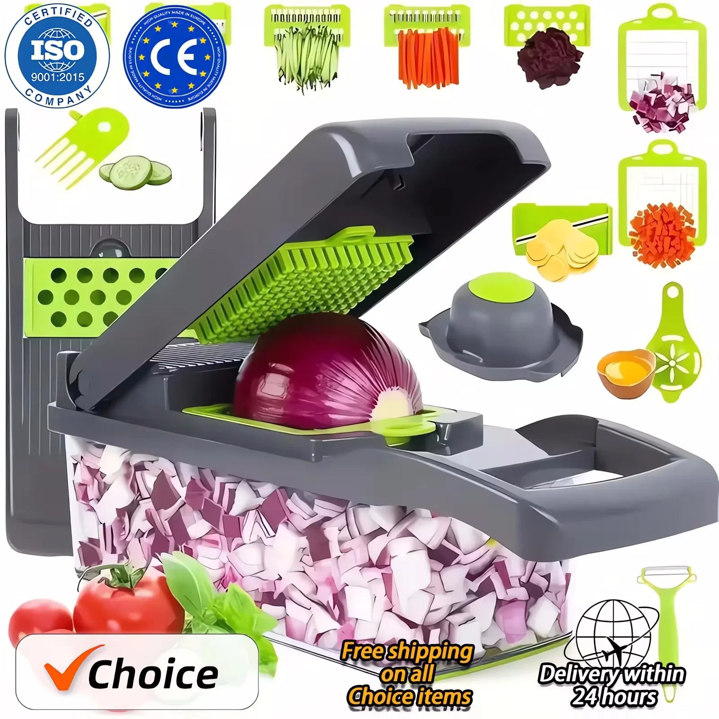 14/16 in 1 Multifunctional Vegetable Chopper Handle Food Grate