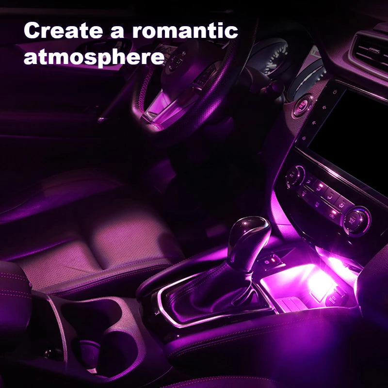 Car USB Atmosphere Lamp Wireless Flash Colorful Lights Auto Decoration Lighting Night Lights Computer Mobile Power Charging