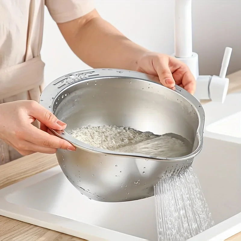 Rice Washer Strainer Bowl Stainless Steel rice