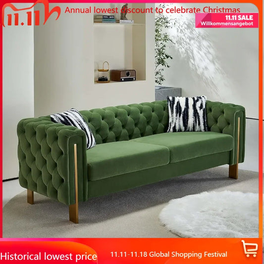 Modern Velvet Sofa For Living Room, 84 Inches