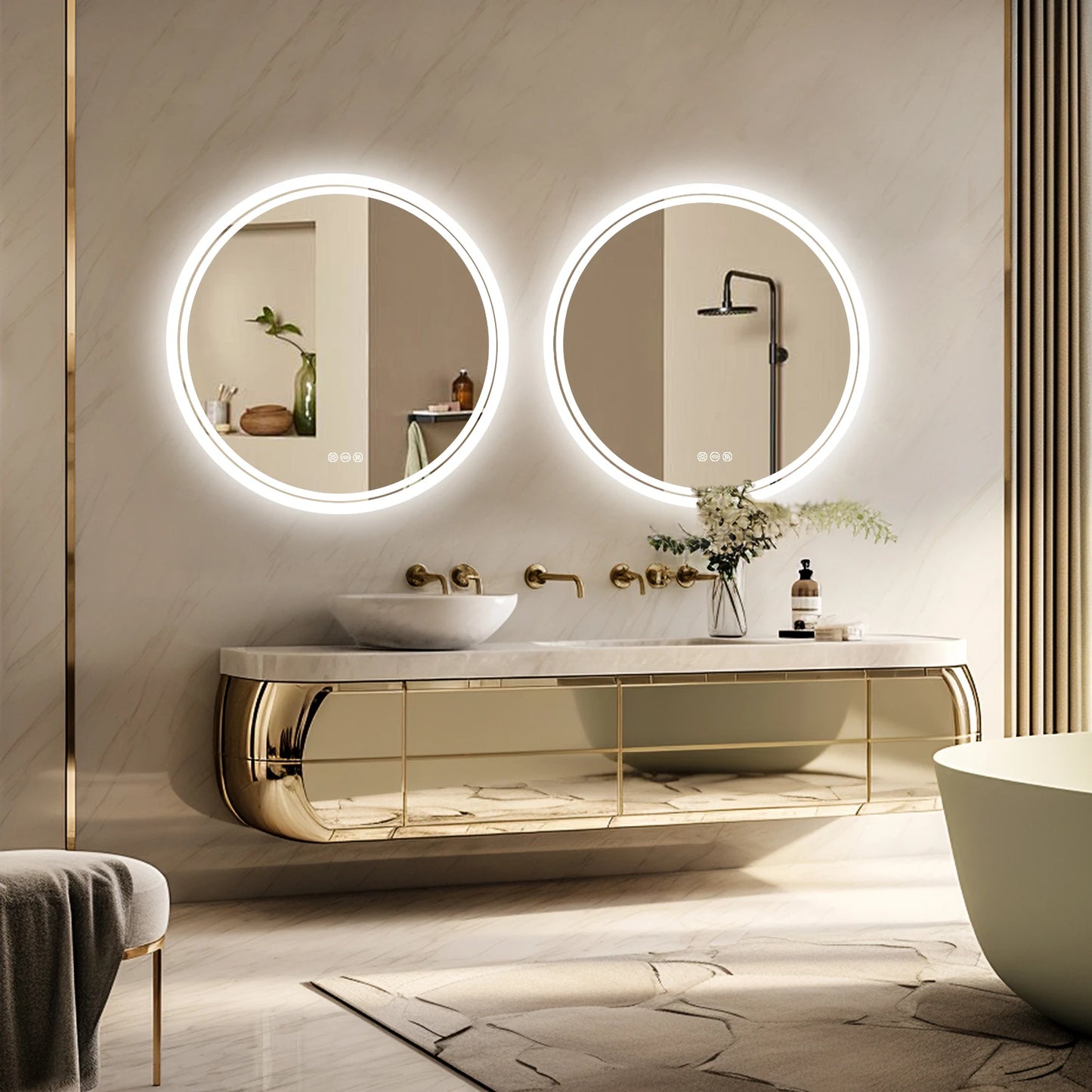 Bathroom Mirror With LED Lights Circle Backlit