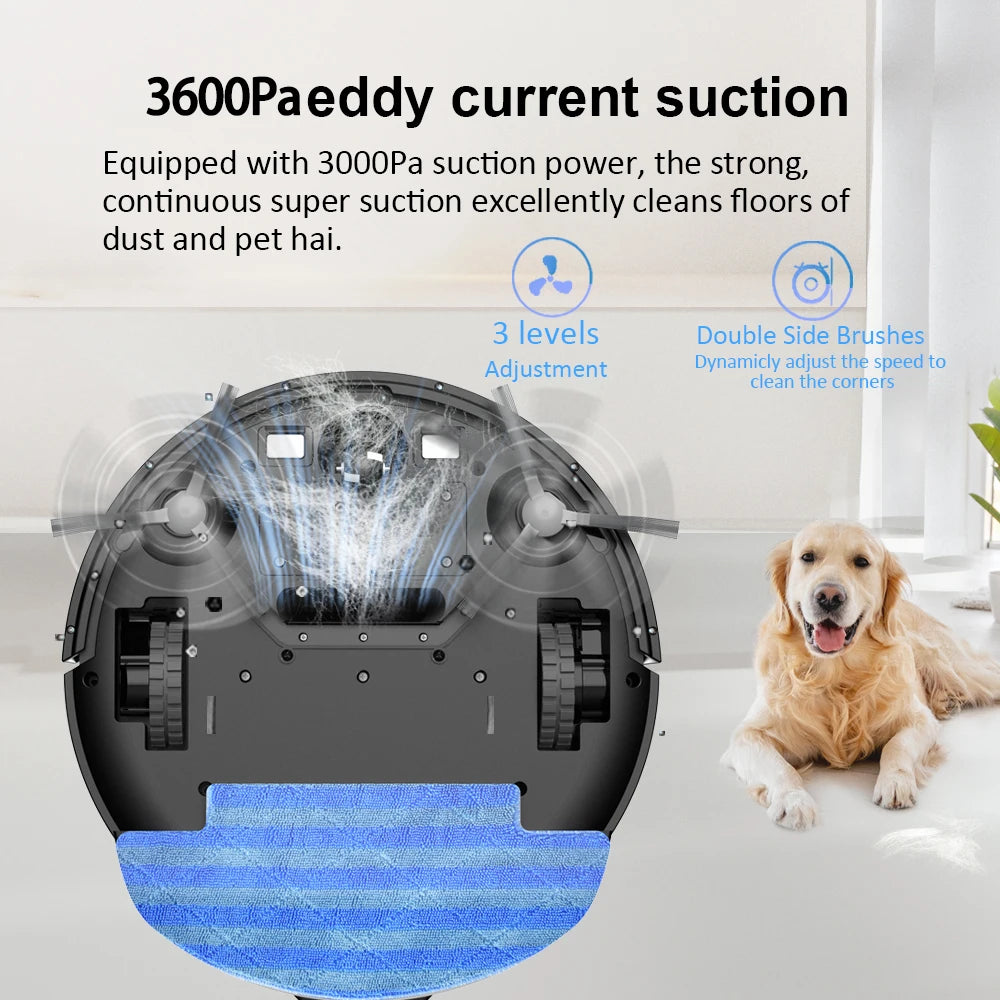 Smart Vacuum Cleaner Robot 3600PA Sweeper Floor