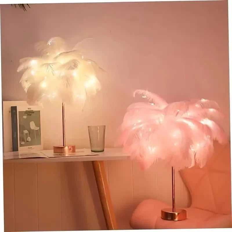 LED Night Light Feather Table Lamp Feather