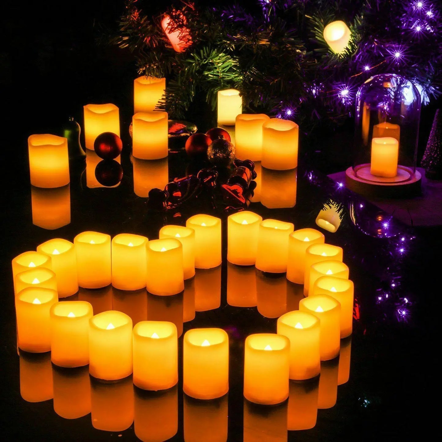 2PCS Flickering Flameless Resin Pillar LED Candle