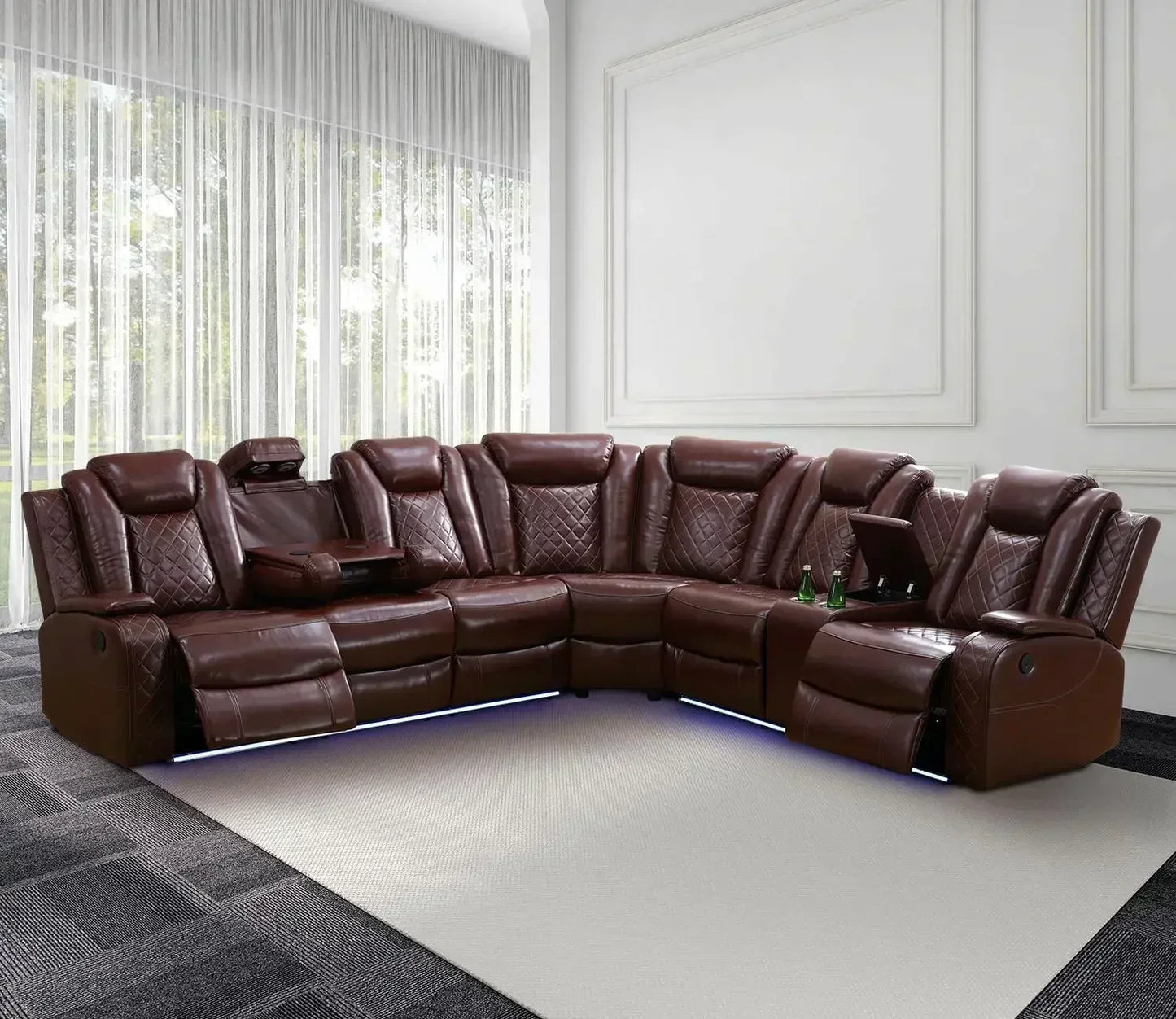 Power Recliner Sofa Sectional Couches With LED