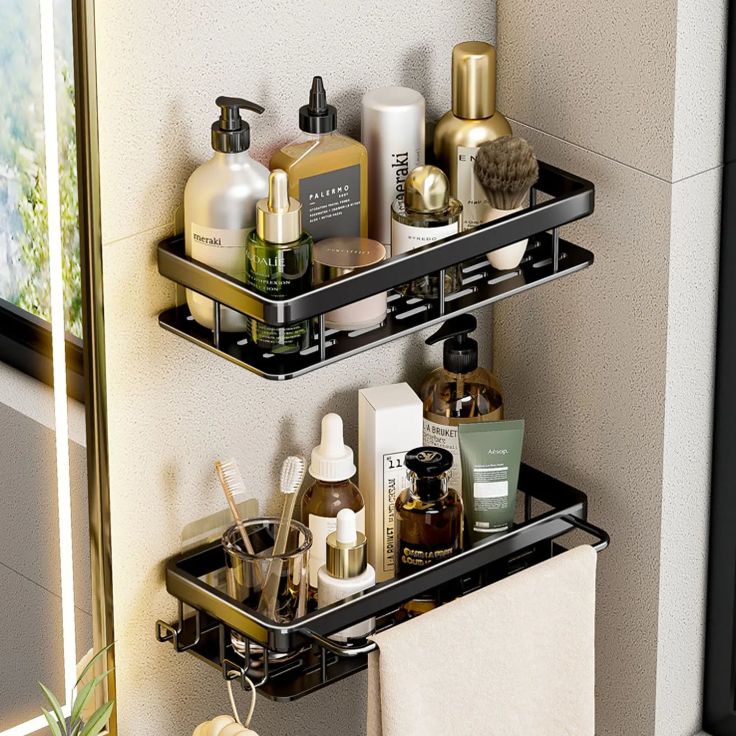 Bathroom Shelf No Drill Wall Mounted Shampoo Bottle