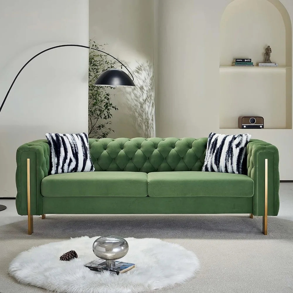 Modern Velvet Sofa For Living Room, 84 Inches