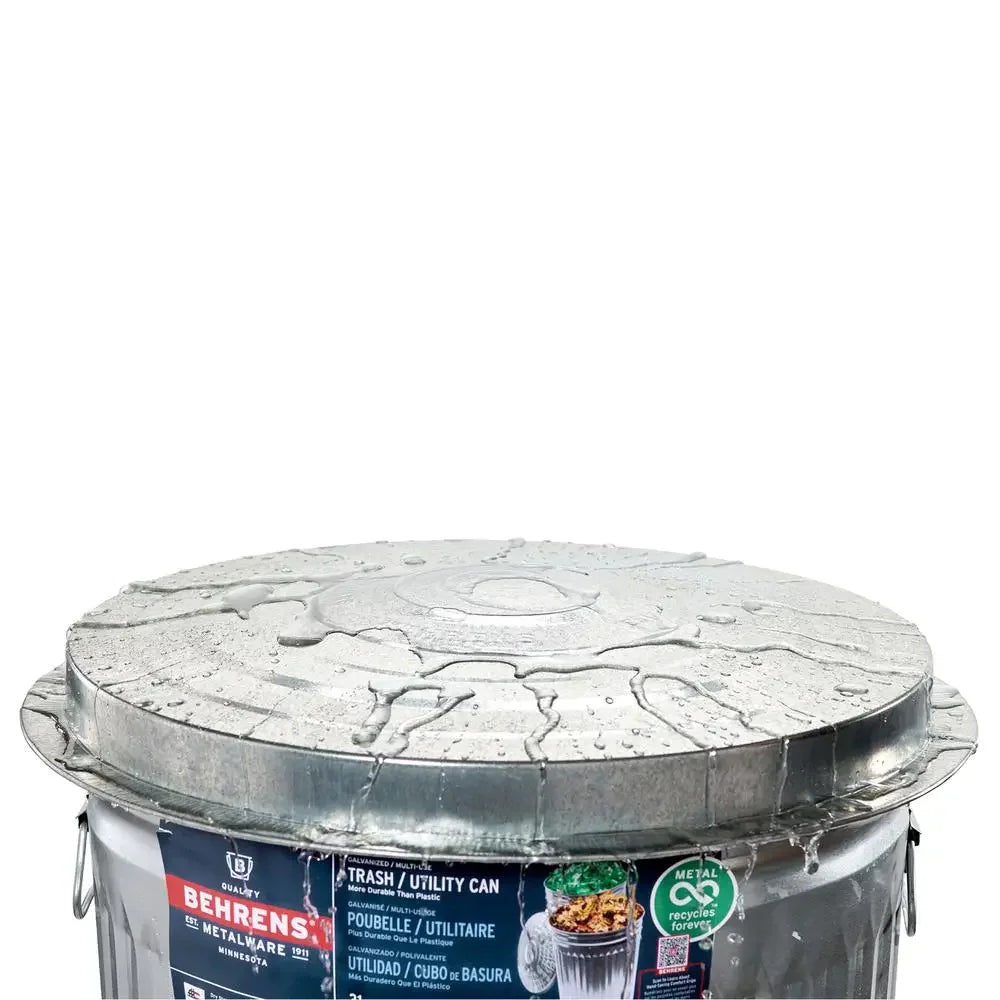 31-Gallon Galvanized Steel Trash Can With Infinity