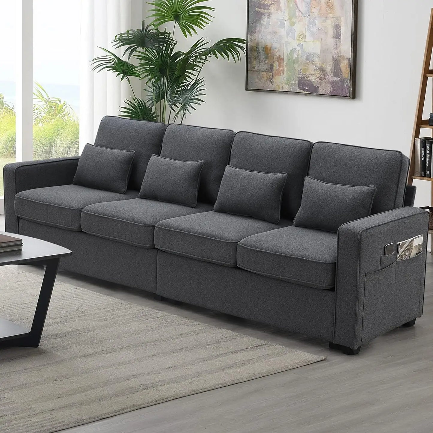 L-Shaped Couch With 2 Pillows Reversible Chaise Lounge.