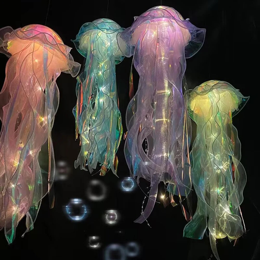 Jellyfish Lamp Portable Flower Lamp Jellyfish Wind Chimes Bedroom Night Light Hanging Lantern Home Decoration Girl Birthday Gift