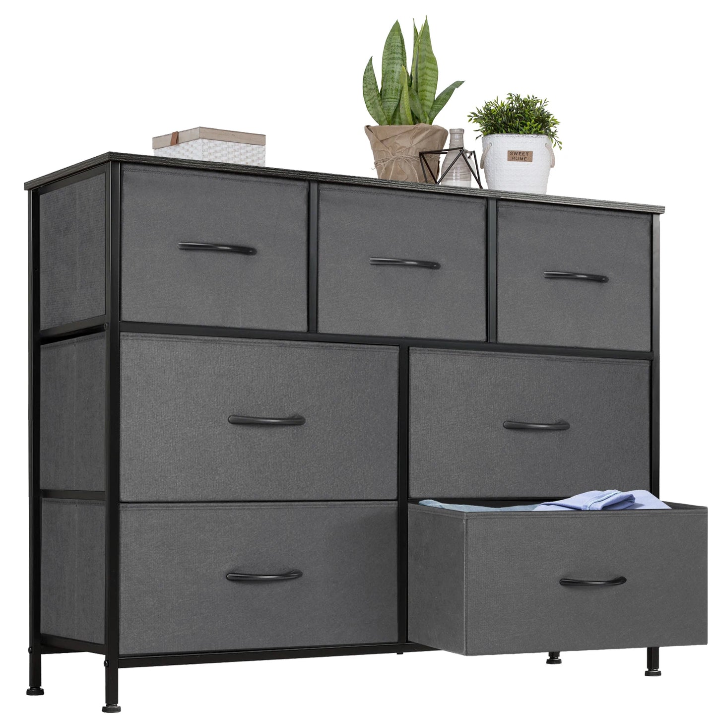 Dresser For Bedroom With 7 Fabric Drawers Organizer