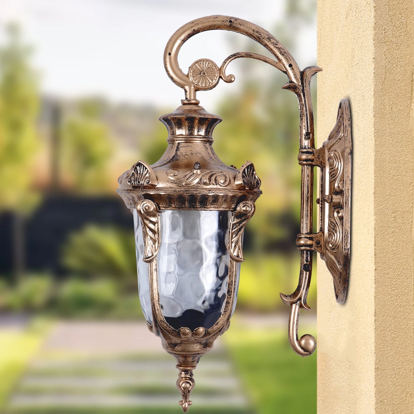 Outdoor Wall Lamp Antique Loft Wood Glass