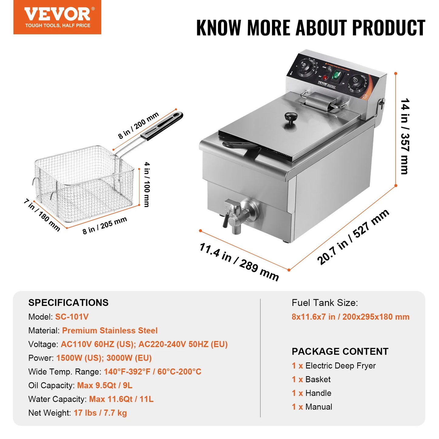 Commercial Deep Fryer Electric Countertop Fryer with