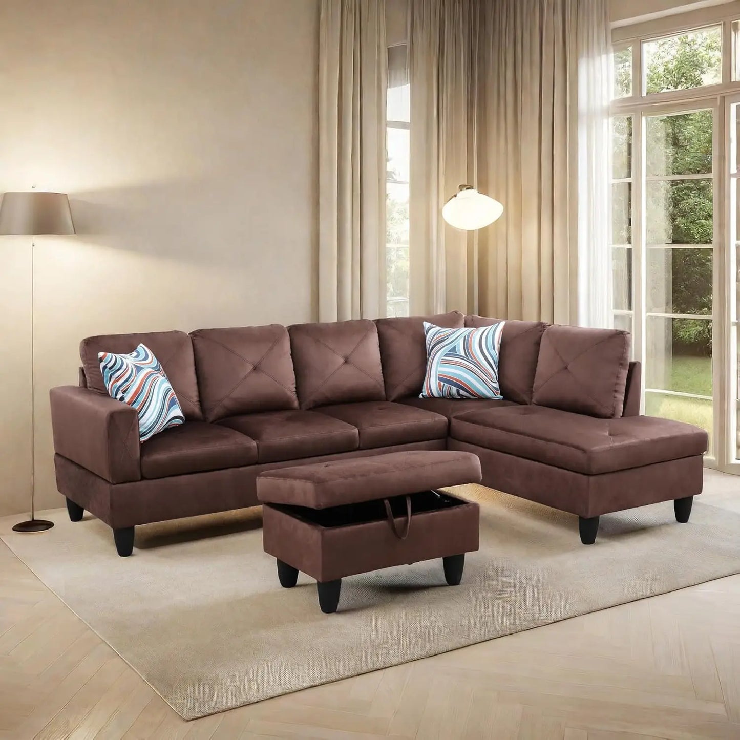 L Shaped Sofa With Ottoman Modern Sectional Couches