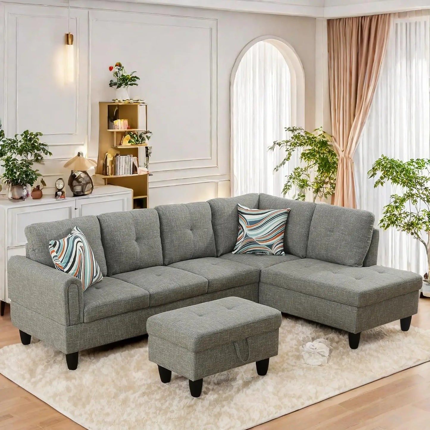 L Shaped Sofa With Ottoman Modern Sectional Couches