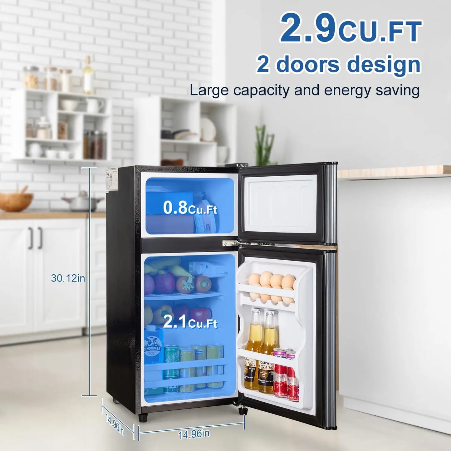 Mini Fridge With Freezer, 2.9 Cu.Ft Small Fridge, Energy