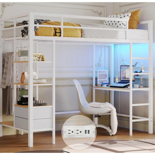 Loft Bed Twin Size with Desk and