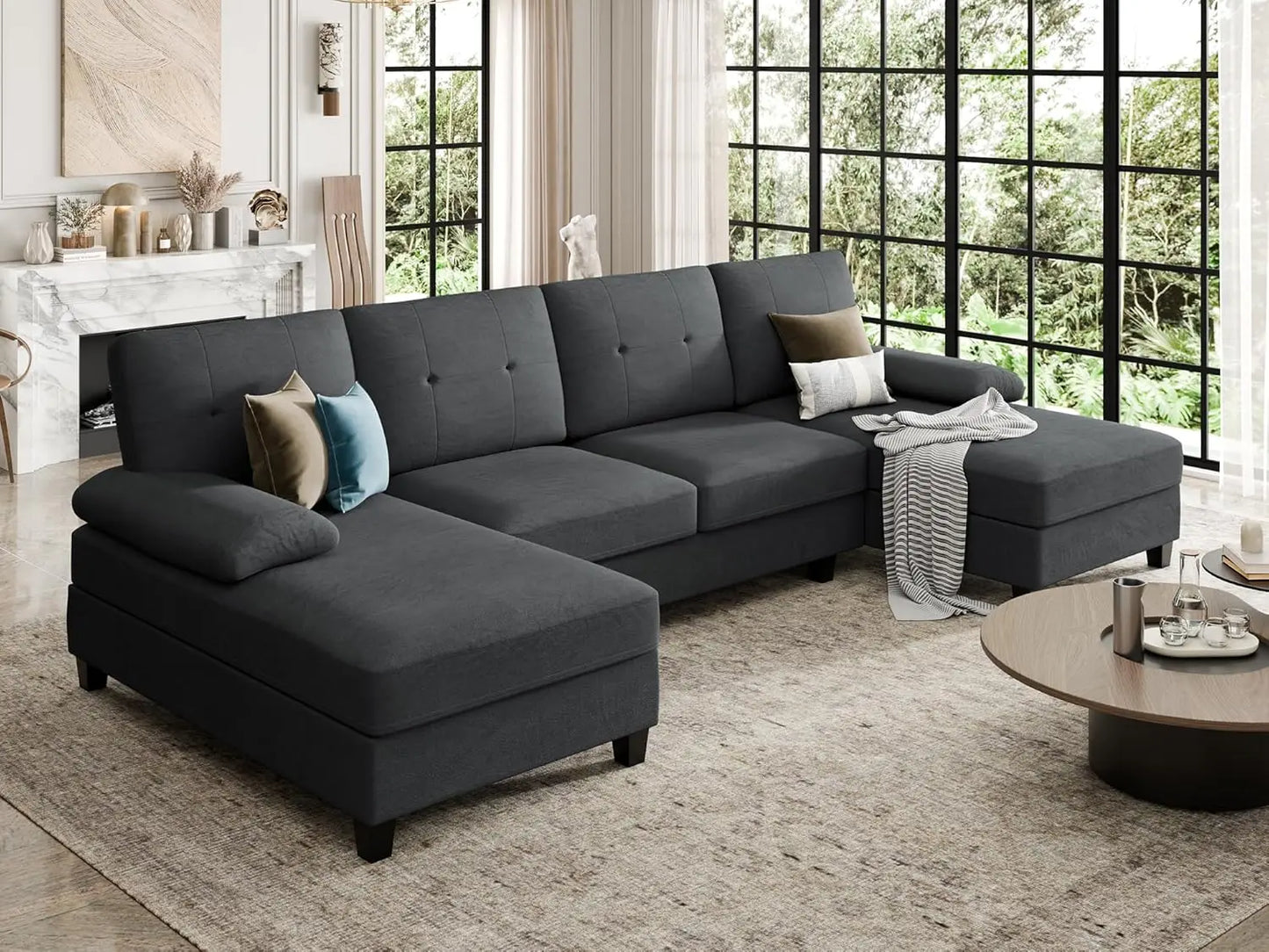 Sectional Sofa Couches For Living Room, 4 Seat