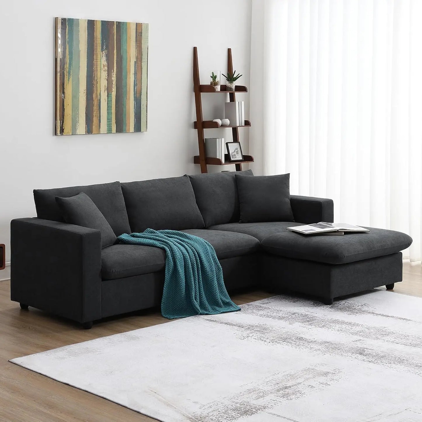 Modern Upholstered Sectional Sofa Couch Set, Modular