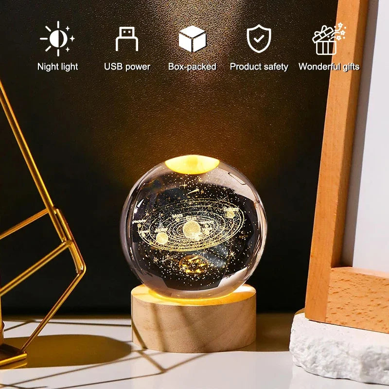 Luminous Crystal Ball LED Night Light Saturn