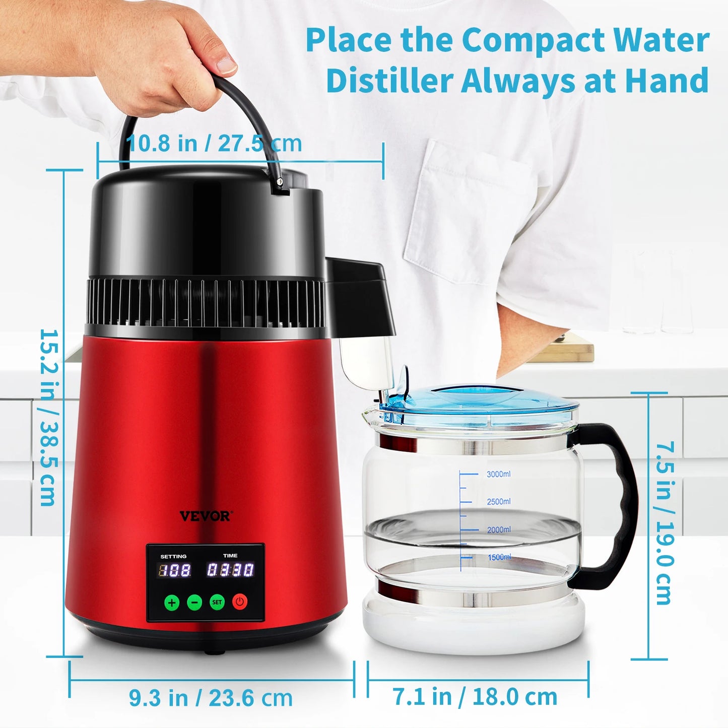 4L Water Distiller Purifier Filter 1 L/H Distilling Speed Dispenser